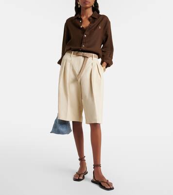 Carmina leather-trimmed thong sandals | Veronica Beard