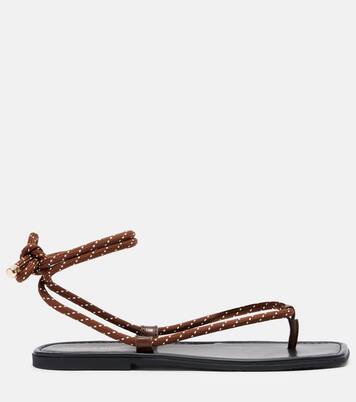 Carmina leather-trimmed thong sandals | Veronica Beard