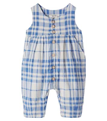 Baby Morera checked cotton and linen jumpsuit | 1 + in the Family