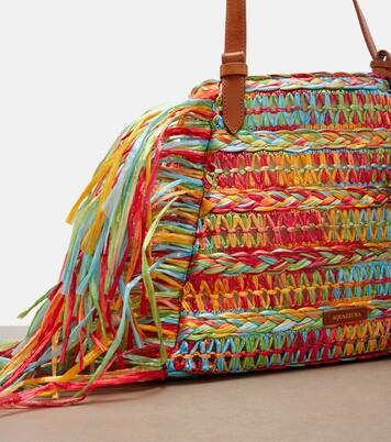 Trancoso fringed raffia tote bag | Aquazzura