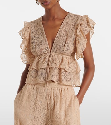 Crop top en dentelle à volants | Adriana Degreas