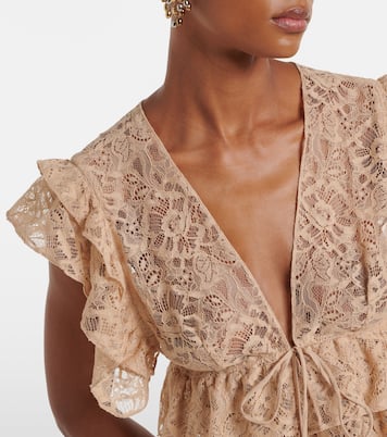 Crop top en dentelle à volants | Adriana Degreas