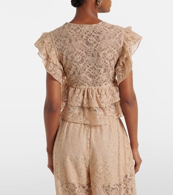 Crop top en dentelle à volants | Adriana Degreas