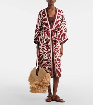 Caftán Erica de satén estampado | Poupette St Barth