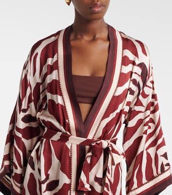 Caftán Erica de satén estampado | Poupette St Barth