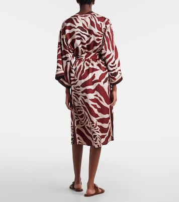 Caftán Erica de satén estampado | Poupette St Barth