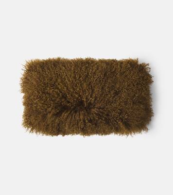 Shearling and linen cushion | Maison de Vacances