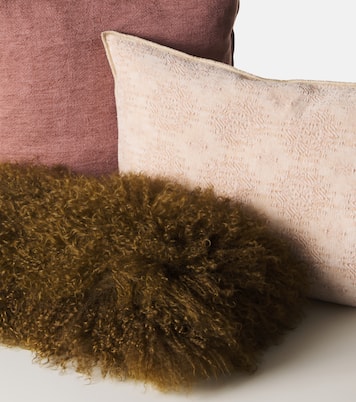 Shearling and linen cushion | Maison de Vacances