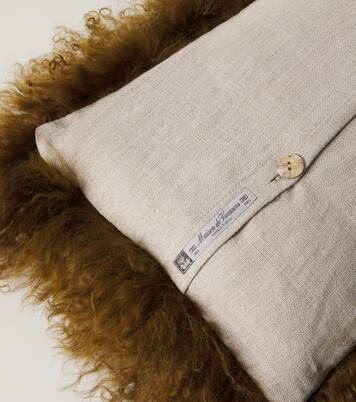 Shearling and linen cushion | Maison de Vacances