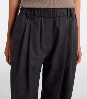 Pantalones anchos de lana virgen con cuentas Monili | Brunello Cucinelli