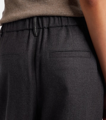 Pantalones anchos de lana virgen con cuentas Monili | Brunello Cucinelli