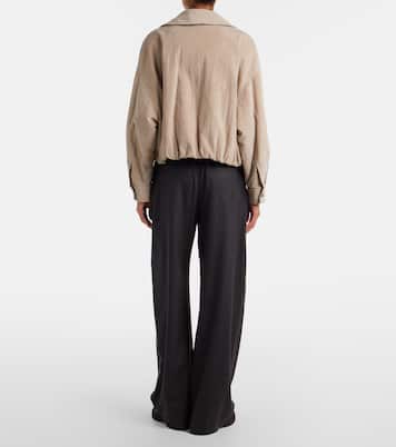 Pantalones anchos de lana virgen con cuentas Monili | Brunello Cucinelli