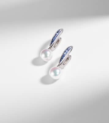 Ohrringe aus 18kt Weißgold mit Saphiren und Perlen | Mikimoto