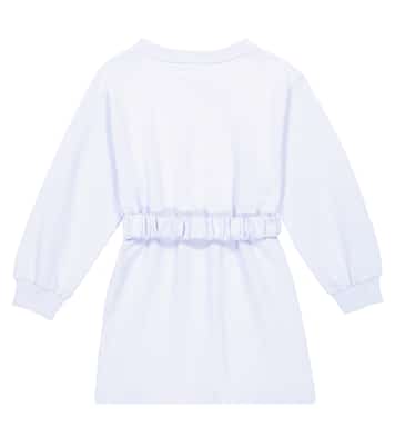 Logo belted cotton sweatshirt dress | Balmain Kids