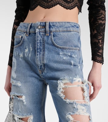 Distressed high-rise wide-leg jeans | Rabanne