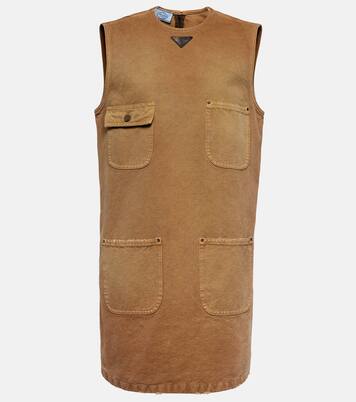 Vestido recto de lona de algodón | Prada