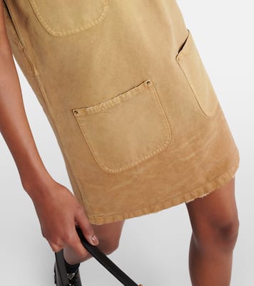 Vestido recto de lona de algodón | Prada