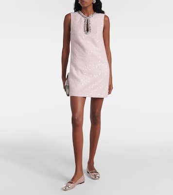 Elisa leather-trimmed glitter ballet flats | Jimmy Choo