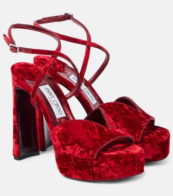 Karli 125 velvet platform sandals | Jimmy Choo