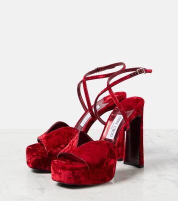Karli 125 velvet platform sandals | Jimmy Choo