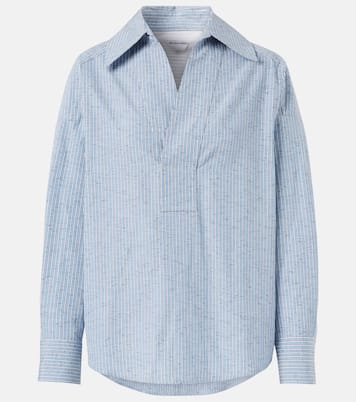 Striped cotton and linen-blend blouse | Bottega Veneta