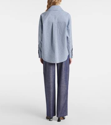 Striped cotton and linen-blend blouse | Bottega Veneta