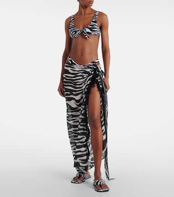 Zebra-print cotton muslin beach cover-up | The Attico