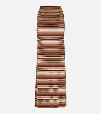 Knitted striped silk-blend maxi skirt | Aya Muse