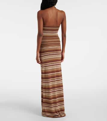 Knitted striped silk-blend maxi skirt | Aya Muse