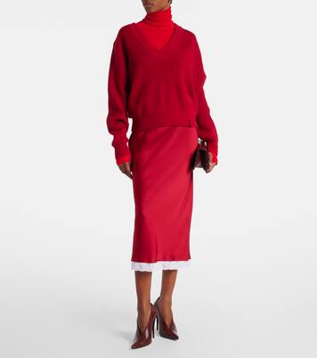 Midirock aus Satin mit Spitze | Victoria Beckham