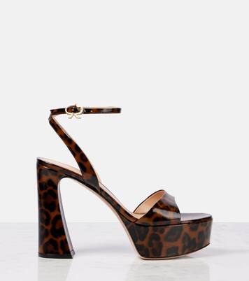 Sandales Nancy 110 à plateau et motif léopard  | Gianvito Rossi