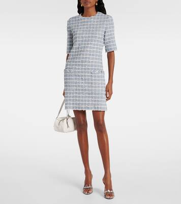 Checked cotton-blend tweed minidress | Versace