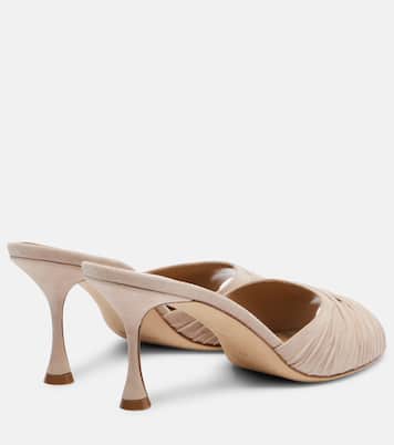 Pirua gathered suede mules | Manolo Blahnik