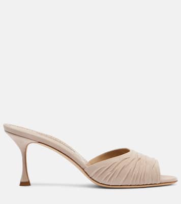 Pirua gathered suede mules | Manolo Blahnik