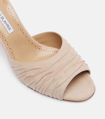 Pirua gathered suede mules | Manolo Blahnik