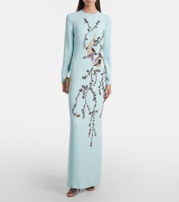 Verzierte Robe Siriana aus Crêpe | Costarellos