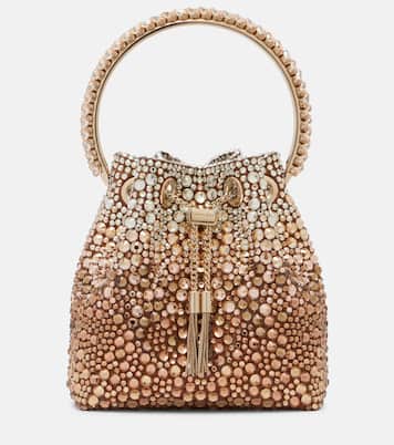 Bucket-Bag Bon Bon aus Satin mit Kristallen | Jimmy Choo