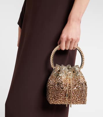 Bucket-Bag Bon Bon aus Satin mit Kristallen | Jimmy Choo
