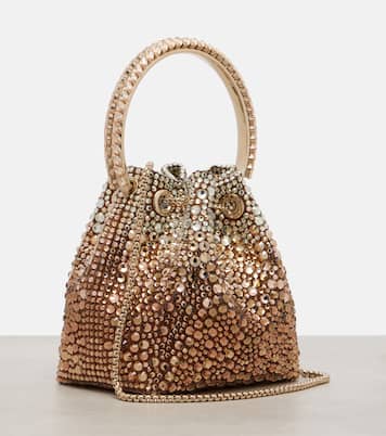 Bucket-Bag Bon Bon aus Satin mit Kristallen | Jimmy Choo