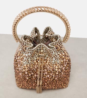 Bucket-Bag Bon Bon aus Satin mit Kristallen | Jimmy Choo