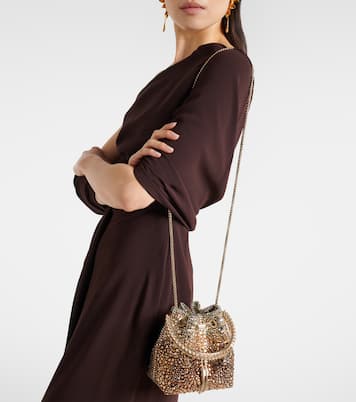 Bucket-Bag Bon Bon aus Satin mit Kristallen | Jimmy Choo