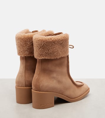Hali shearling-trimmed suede ankle boots | Jimmy Choo