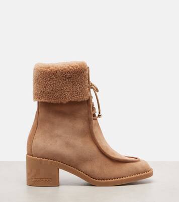 Hali shearling-trimmed suede ankle boots | Jimmy Choo