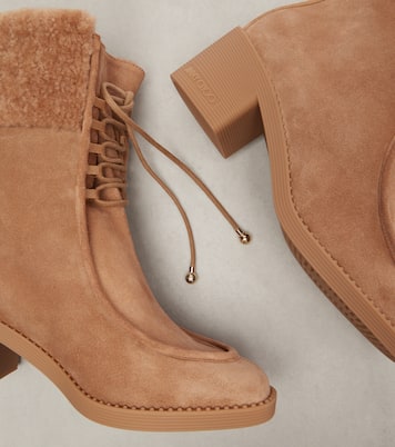 Hali shearling-trimmed suede ankle boots | Jimmy Choo