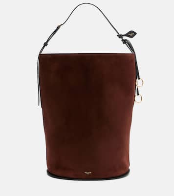 Hip Large leather-trimmed suede bucket bag | Alaïa