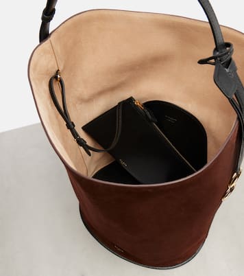 Hip Large leather-trimmed suede bucket bag | Alaïa