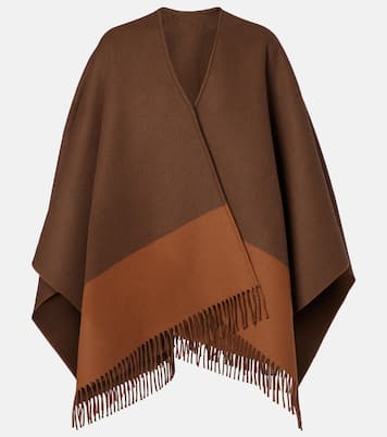 Poncho in lana e cashmere con frange | Gucci