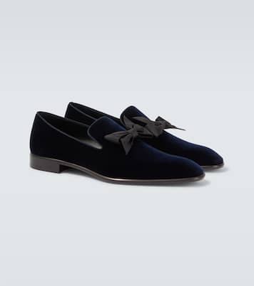 December First bow-detail velvet loafers | Christian Louboutin