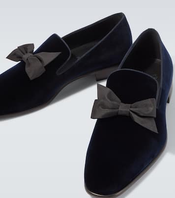 December First bow-detail velvet loafers | Christian Louboutin