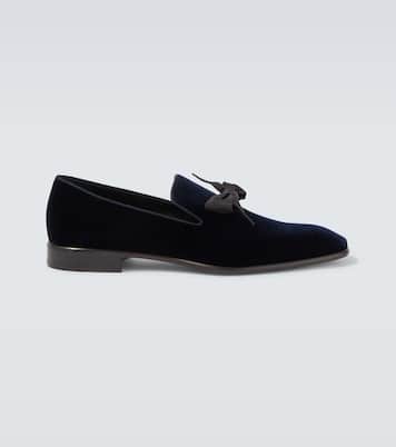 December First bow-detail velvet loafers | Christian Louboutin